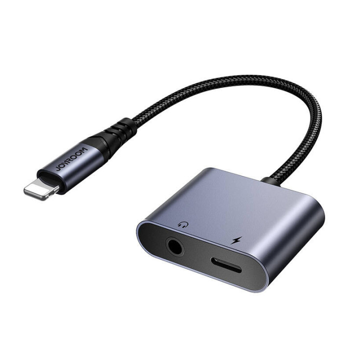 2-in-1-äänisovitin Joyroom SY-L01 Lightning 3,5 mm + Lightning (musta)