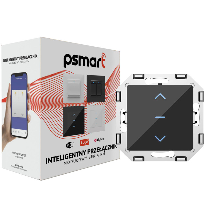 PSMART rullo žalūziju kontrolieris, melns stikls, RM ZigBee TUYA