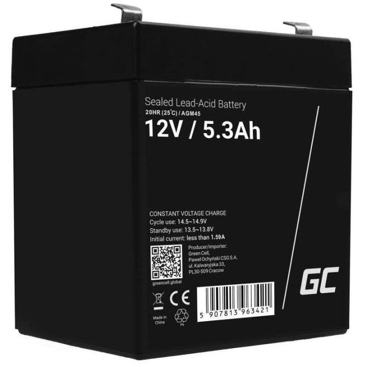 Green Cell AGM45 12V 5.3Ah Battery