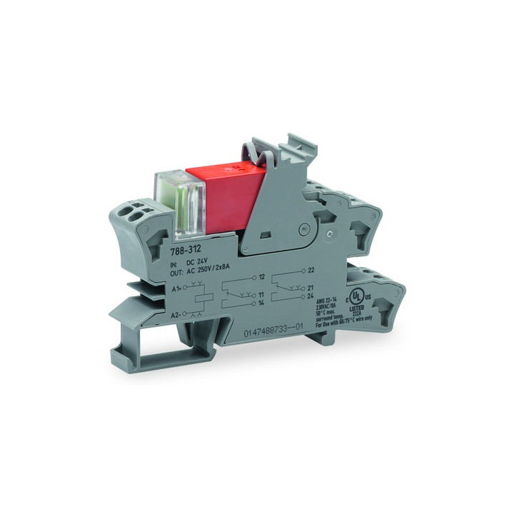 PĀRSLĒDZĒJRELEJS ar LED indik. DIN ligzda 24VDC 8A 2CO