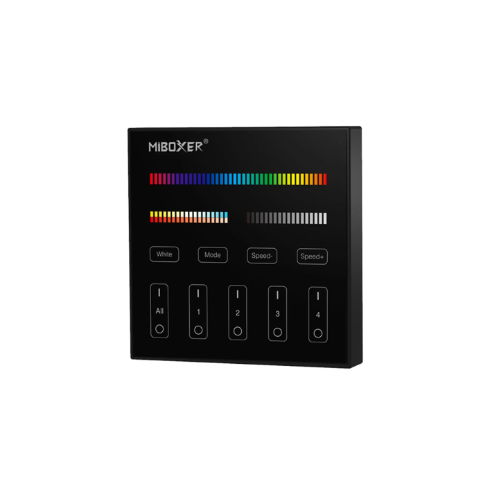 Sienas kontrolieris RGB+CCT 4-zonu, melns 2xAAA B4B