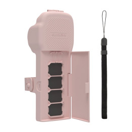 Sunnylife suojakotelo hihnalla ja kaulanauhalla Osmo Pocket 3:lle (vaaleanpunainen)