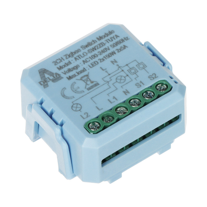 ATLO ATLO-SW2ZB-TUYA ZigBee Smart Wall Switch - 2 Gang, Tuya Smart, Works with Alexa & Google Home
