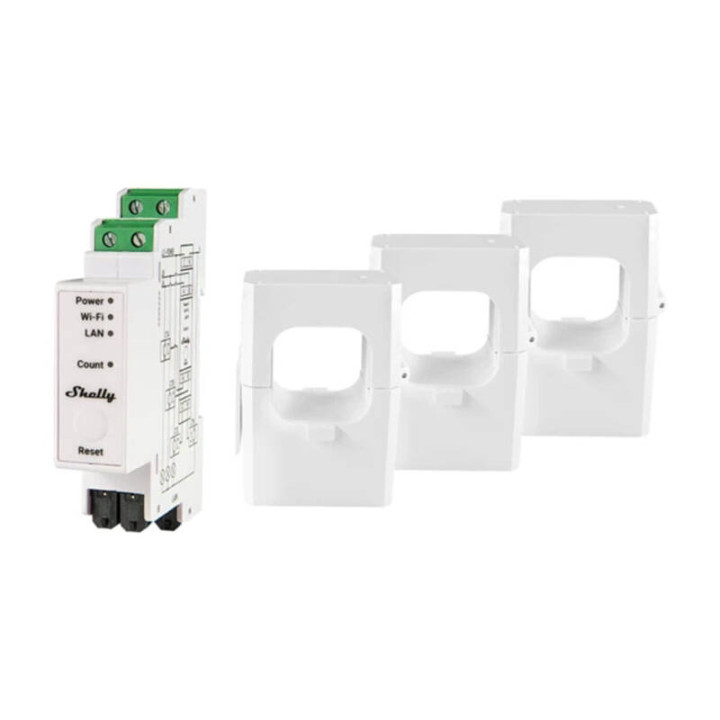 Shelly PRO 3EM-400A nākamās paaudzes profesionālais 3 fāžu enerģijas skaitītājs (3 x 400A) - Sonoff, SmartWise, Shelly ES vairum
