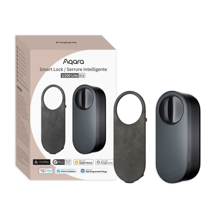 Aqara U200 LITE Smart Retrofit Door Lock, Matter Compatible, Wi-Fi/Zigbee/Bluetooth, Black