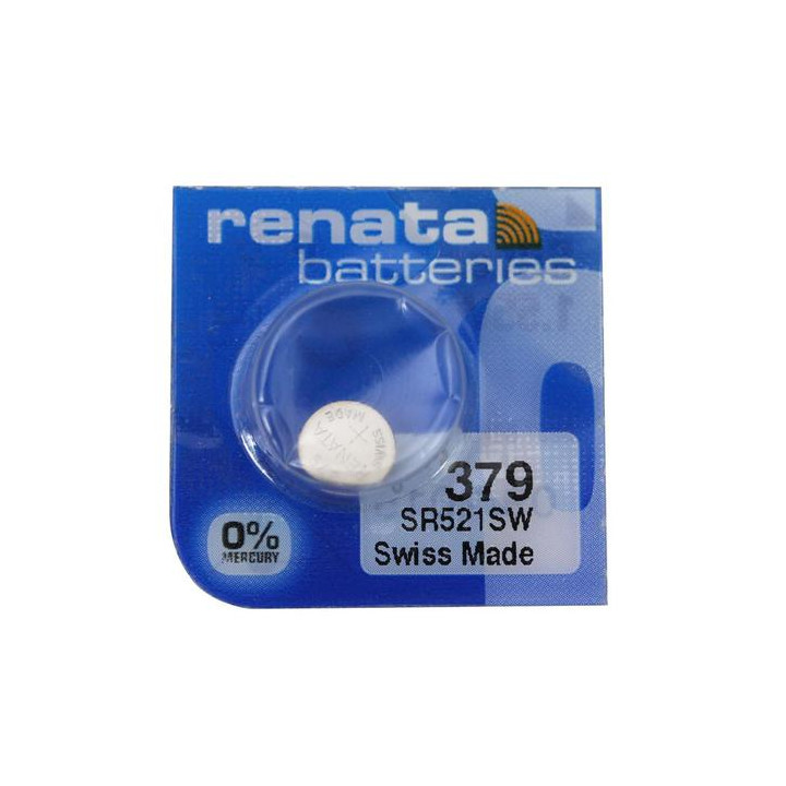 Renata 379 SR521SW 1.55V Silver Oxide Watch Battery 521 618 280-259 GP379 SB-AC V379 520 SR63 D379 LR63 AG, made in Switzerland