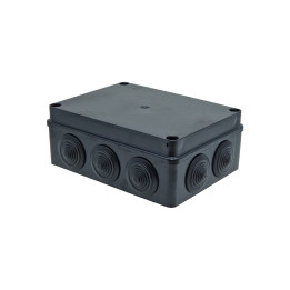 S-BOX dėžutės paviršiaus montavimas IP65 190x140x70mm su riebokšliais juoda UV