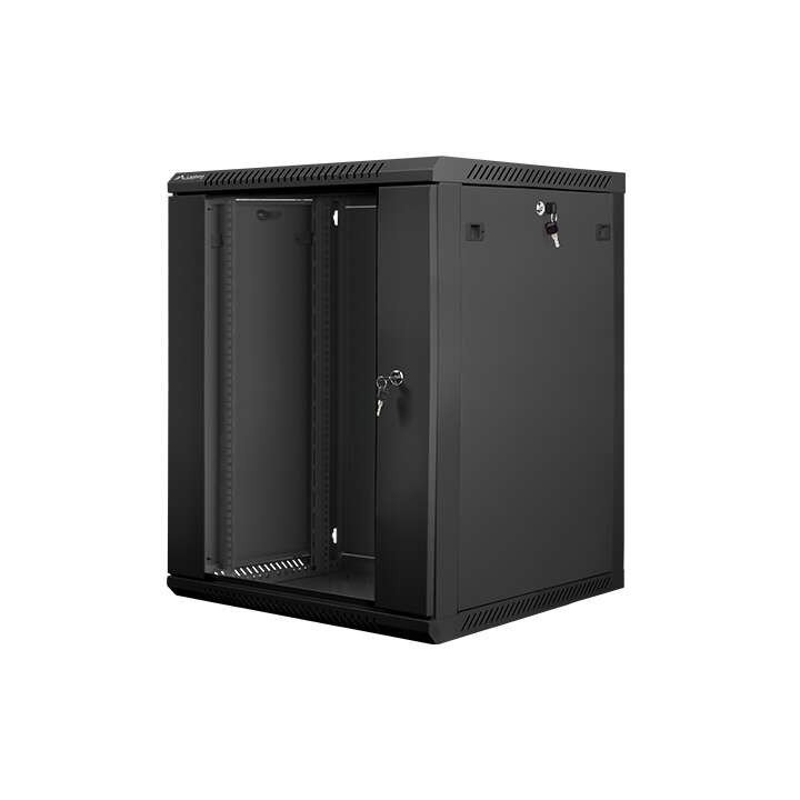Lanberg 19" Wall-Mount Rack Cabinet 15U/600x600 V2 Black, Glass Door (Flat-Pack)