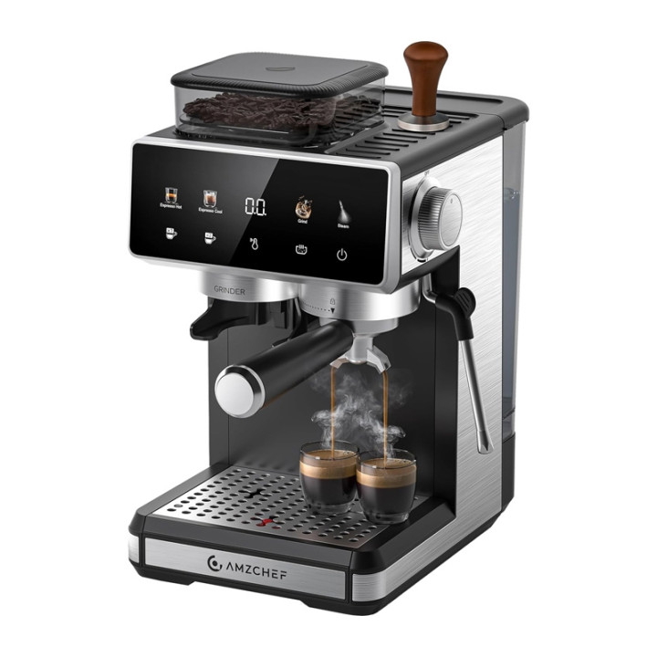 AMZCHEF CE-CM5560-SV mäntäkahvinkeitin (hopea)