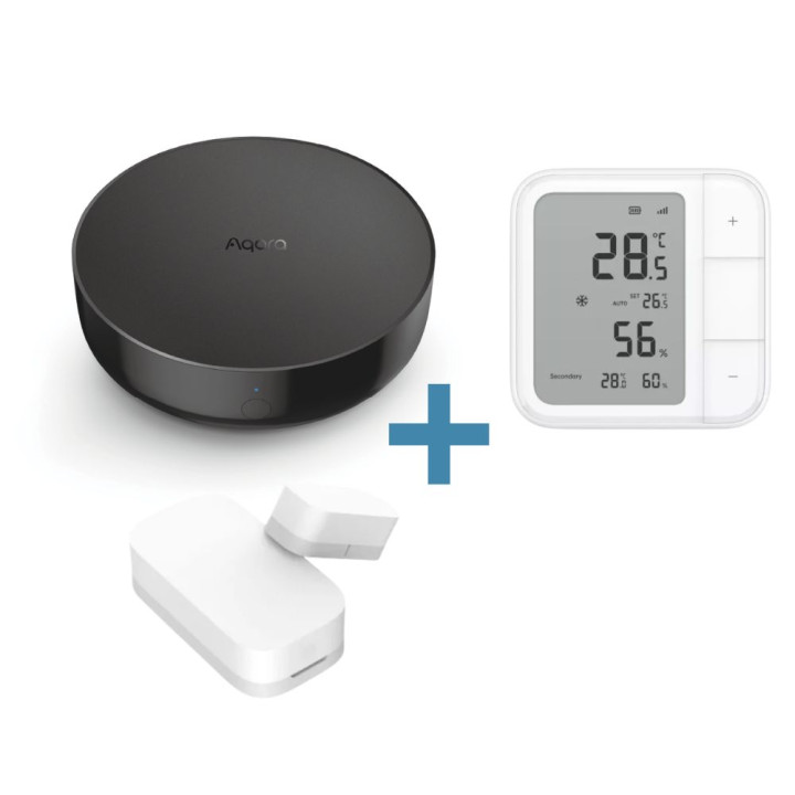 Aqara Smart -ilmastointilaitteen ohjainsarja (M200-napa + W100-ilmastoanturi + T1-ovi-/ikkuna-anturi) - AQA-BUN-KLIMA2