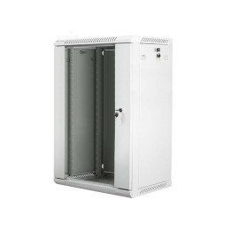 Lanberg :: Rack Cabinet 19” Sienas stiprinājums 18U/600X450 (plakans iepakojums) V2 pelēks, stikla durvis