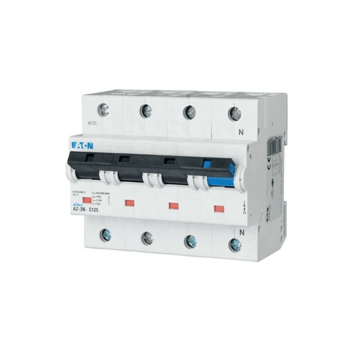 AZ AZ-3N-B125 174527 3+N B 4P 125A 25kA 400V AC ylivirtakatkaisija IP20 luokka 3 Icu 15kA N irrotettava Ui 440V Uimp 4kV