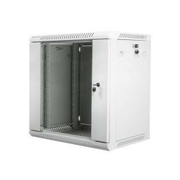 Lanberg :: Rack Cabinet 19” Sienas stiprinājums 12U/600X450 (plakans iepakojums) V2 Pelēks, Stikla durvis