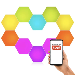 Älykkäät RGBiC HEXAGON -lamput 10 kpl LED WiFi -kaukosäädin TUYA