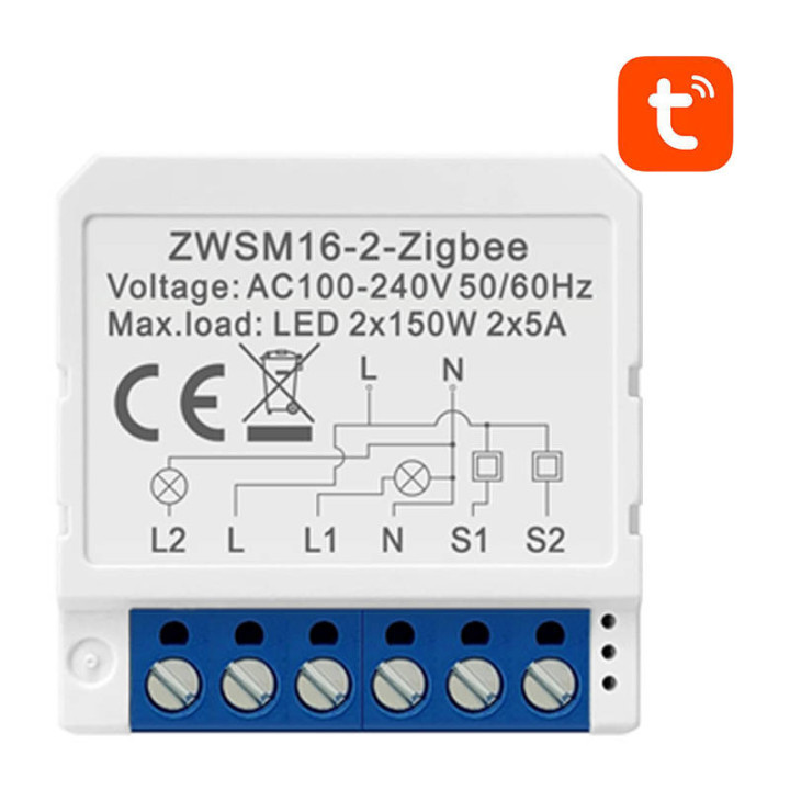Viedais slēdža modulis ZigBee Avatto ZWSM16-W2 TUYA