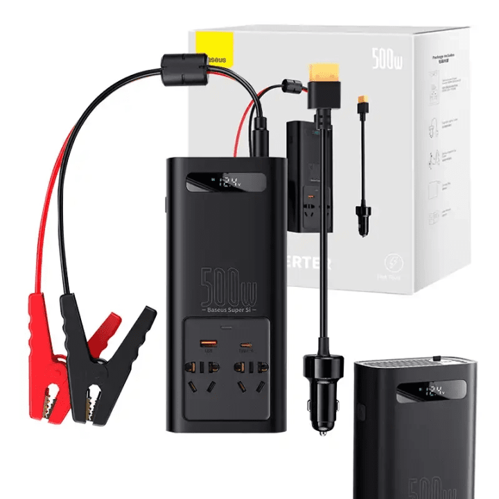 Power Inverter Baseus 500W (220V CN/EU) (musta)