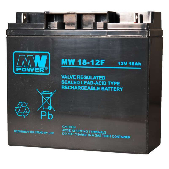 Аккумуляторная батарея MW 18-12 AGM, свинцово-кислотная, 12V 18Ah (срок службы 6-9 лет)