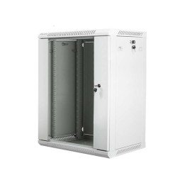 Lanberg :: Rack Cabinet 19” Sienas stiprinājums 15U/600X450 (plakans iepakojums) V2 Pelēks, Stikla durvis