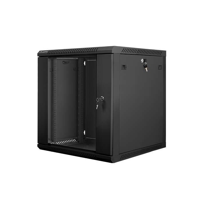 Lanberg 19" wall-mount rack cabinet 12U 600x450 glass door black