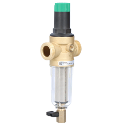 Resideo Braukmann Mini-Plus filtras su slėgio reguliatoriumi FK06, 1 colio, su skalavimu