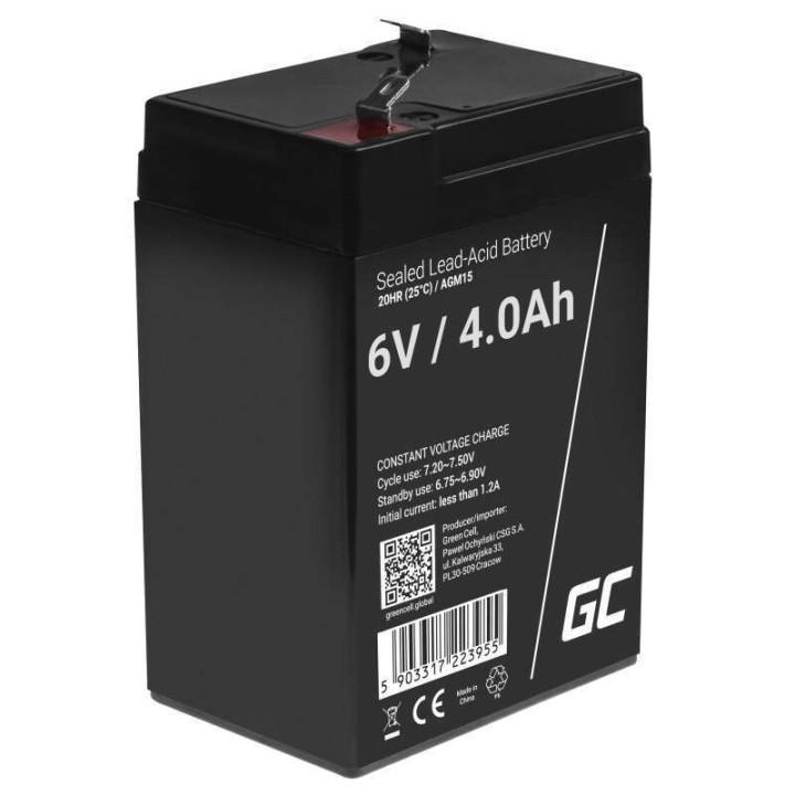 Green Cell AGM15 6V 4Ah sealed battery