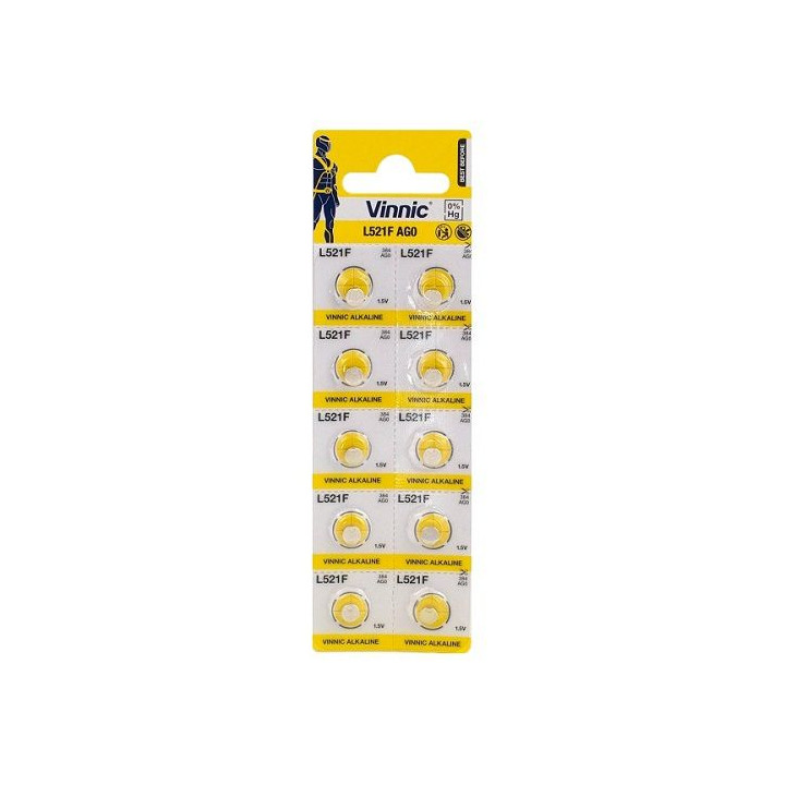 Vinnic L521F AG0 1.5V 7mAh šarminės baterijos 10 vnt.