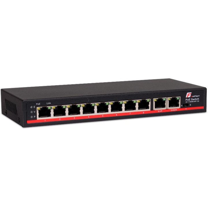 GETFORT-110DWH-8P-120 GETFORT 8-Port Fast Ethernet PoE Switch with 2 Uplink Ports, Hi-PoE 120W