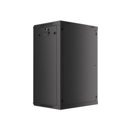 Lanberg :: Rack Cabinet 19” Sienas stiprinājums 18U/600X450 (plakans iepakojums) V2 Melns, Stikla durvis