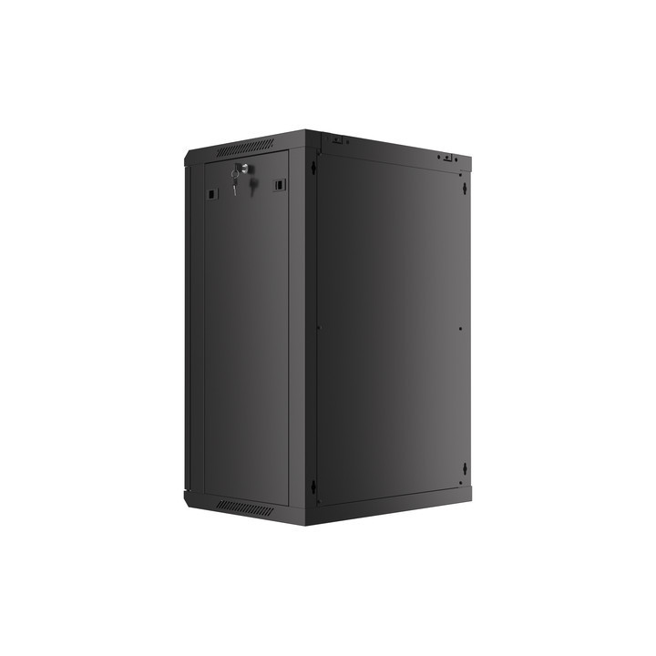 Lanberg 19" Wall-Mount Rack Cabinet 18U/600x450 V2 Black, Glass Door (Flat-Pack)