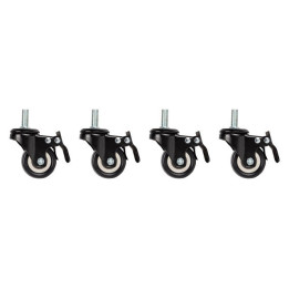 Lanberg AK-1601-B Set of 4 Threaded Caster Wheels with Brake for Wall-Mounted Cabinets