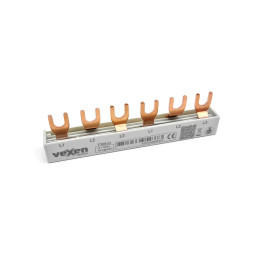 MCB šyna 10 mm2, 3 fazės, šakės tipas, 106 mm, 6 moduliai