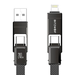 BlitzWolf BW-HDC7 4-in-1 USB-C + Lightning Cable 240W 1.2m Black