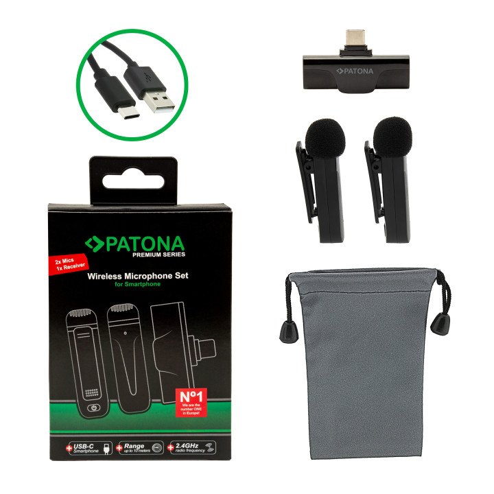 Беспроводной микрофон для смартфона USB-C с зажимом Patona