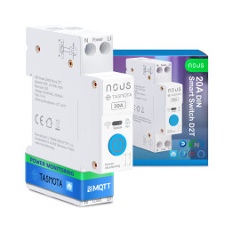 Nous D2T DIN Smart Switch 20A koos Tasmotaga (1 kanal, PM, ESP32)