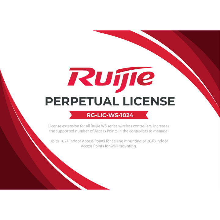 RUIJIE RG-LIC-WS-1024 traadita pääsupunkt, kaheribaline Gigabit PoE, Wi-Fi 5 AC