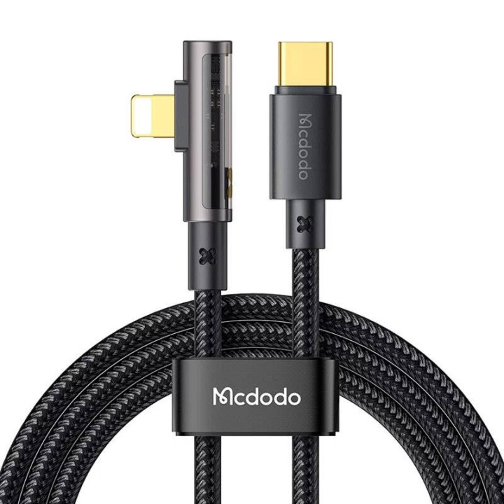 McDodo CA-3390 36 W 1,2 m USB-C - Lightning kulman kaapeli (musta)