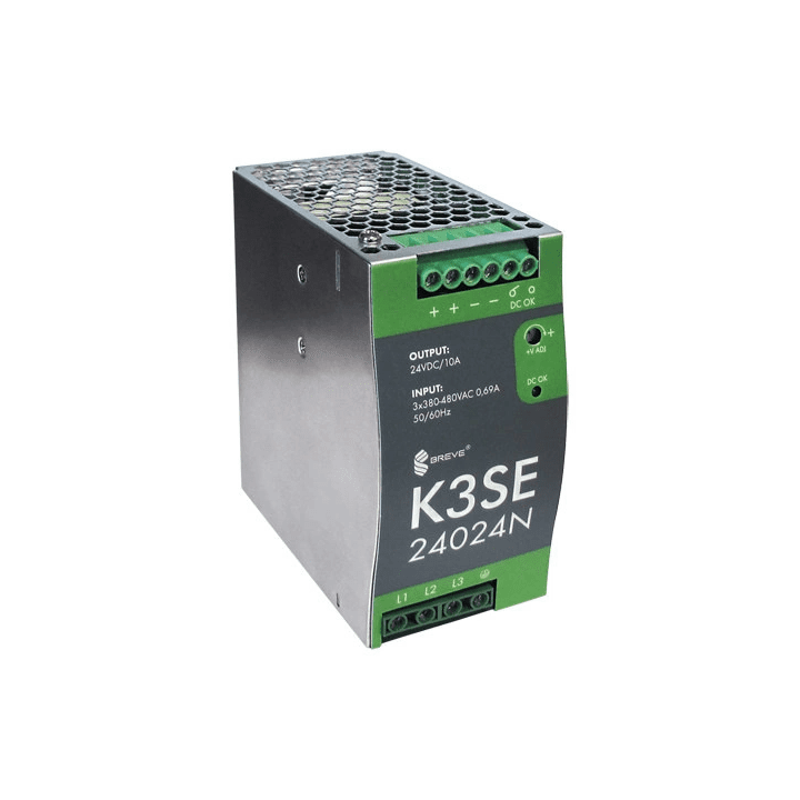 Komutācijas barošanas avots K3SE 24024 24VDC 10A 240W DIN sliedes 3x400V maiņstrāvas barošanas avotam