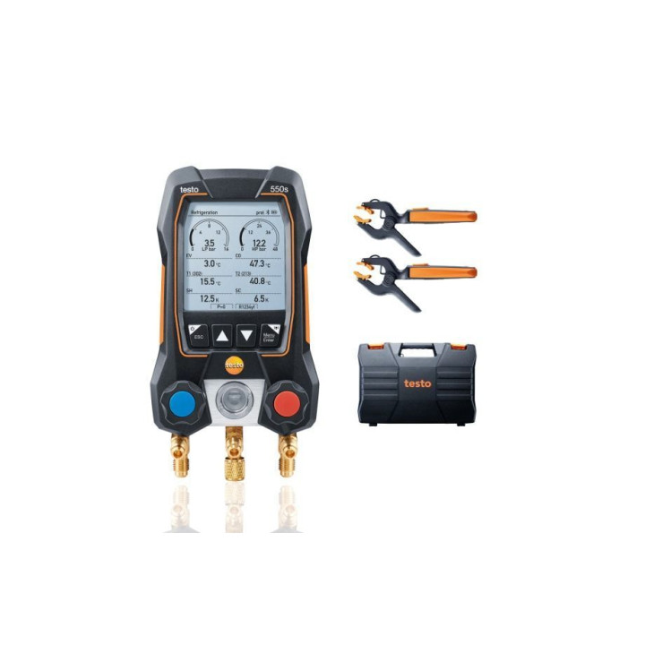 Digitālais kolektoru komplekts Testo 550s Smart Kit ar bezvadu spailes temperatūras zondēm
