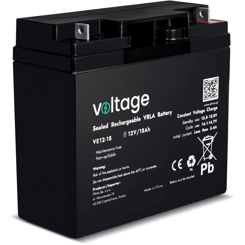 VOLTAGE AGM spriegums 12V 18Ah VE12-18