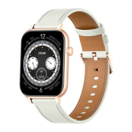 COLMI C28 Smartwatch Gold with White Leather Strap