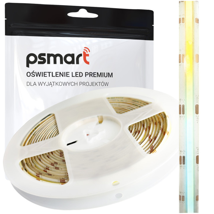 PSMART LED COB Лента 24В CCT 3500-6500К 10мм IP65 608led/м 5м
