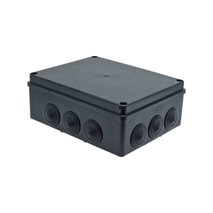 S-BOX kasti pindpaigaldus IP65 240x190x90mm tihnikutega must UV