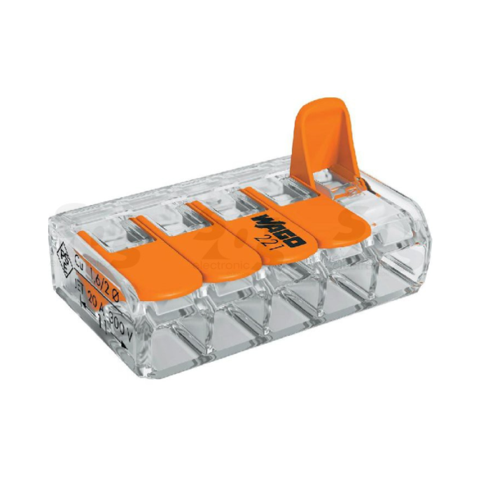 Коннектор Wago 221-415 на 5 клемм, 0.2-4 mm²