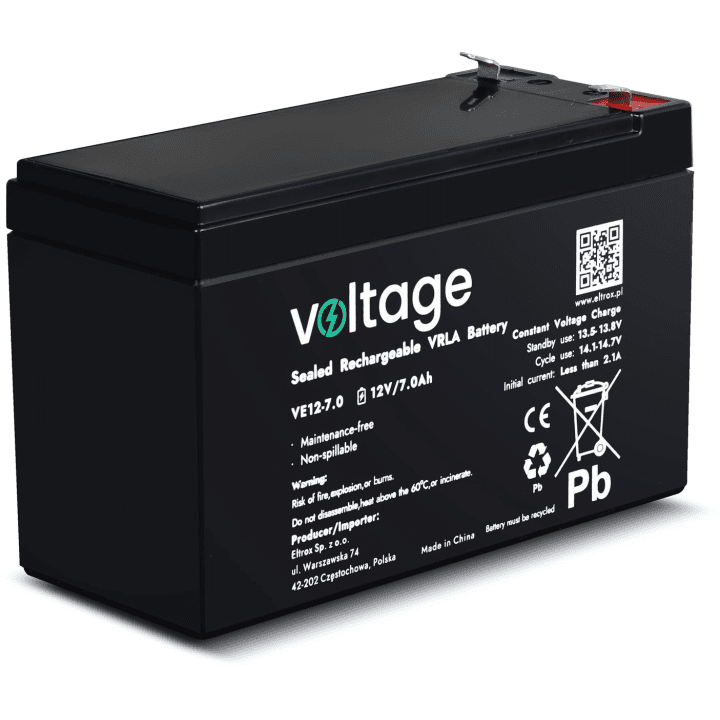 Voltage AGM battery with a capacity of 12V and 7Ah model VE12-7.0