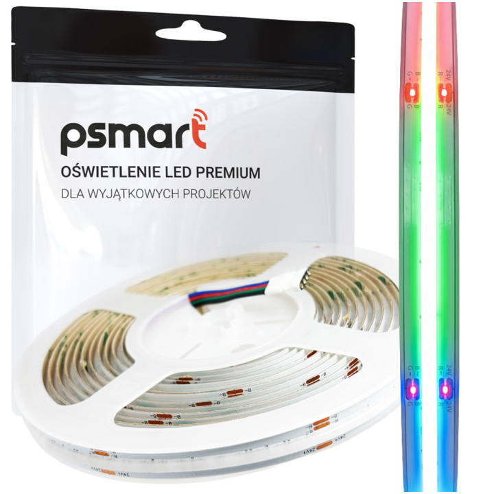 PSMART Taśma LED COB 24V RGB 14W IP20 10мм 576LED/м 5м