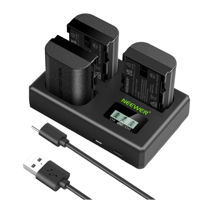 Neewer LP-E6P 3-Pack Battery Set for Canon Cameras 2200mAh