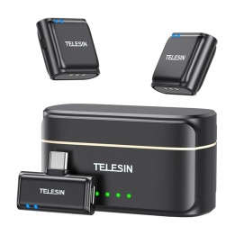 Juhtmeta sidemikrofon TELESIN + toitepank telefonidele (USB-C)