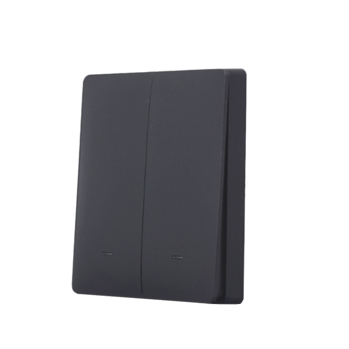 SmartWise wall switch front panel, black, 2-button