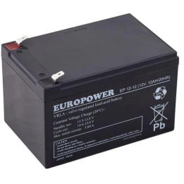 EUROPOWER EP 12-12 – AGM baterija 12 V, 12 Ah, tarnavimo laikas 6–9 metai