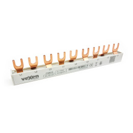 MCB šyna 10 mm2, 3 fazės, šakės tipas, 160 mm, 9 moduliai
